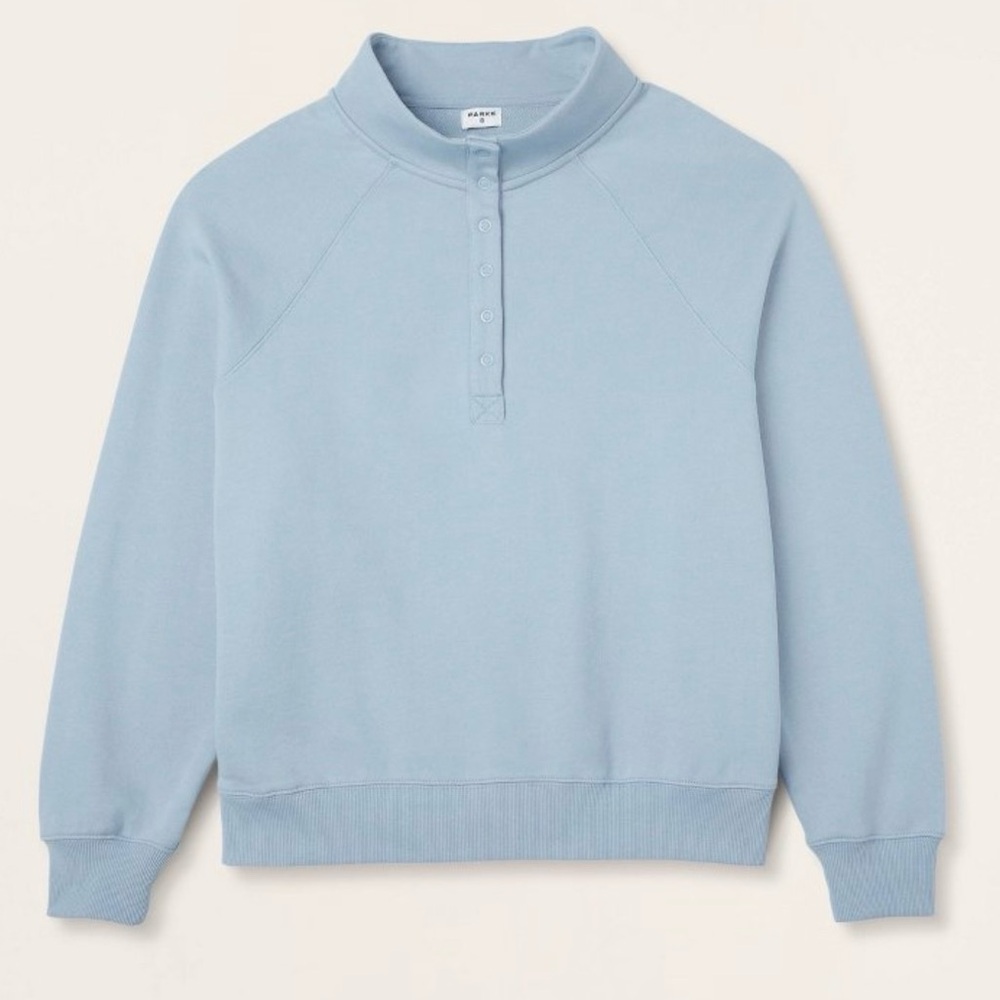NWT PARKE x Target Women’s Snap Mockneck Popover Sweatshirt - Light Blue L/XL